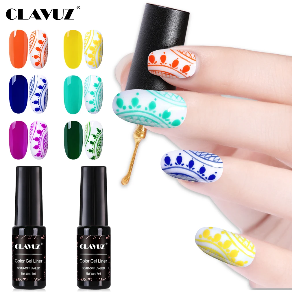 

CLAVUZ Color Painted Liner Gel Nail Polish UV LED Soak Off Varnish Manicure Nail Art Drawing Painted Dotting Nail Gel Varnish