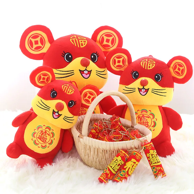 

Crystal Offset Printing Rat Mascot Doll Cartoon Chinese Costume Rat Plush Toys Chinese Zodiac Doll Gift Logo