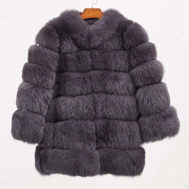 

Winter Long Section Skin Fox Fur Loose Coat Woman Fox Wool Coat Woman
