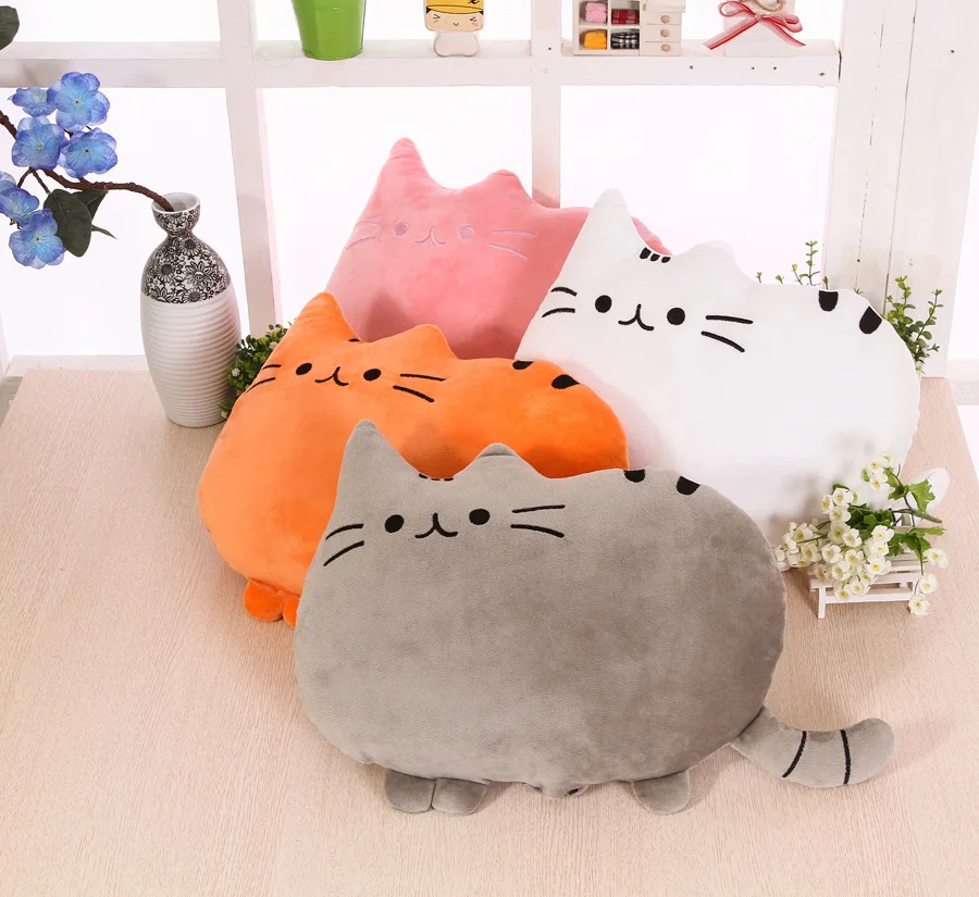 

LISM Cartoon cat pillow fat doodle cat back pillow watching TV work student universal cute pillow