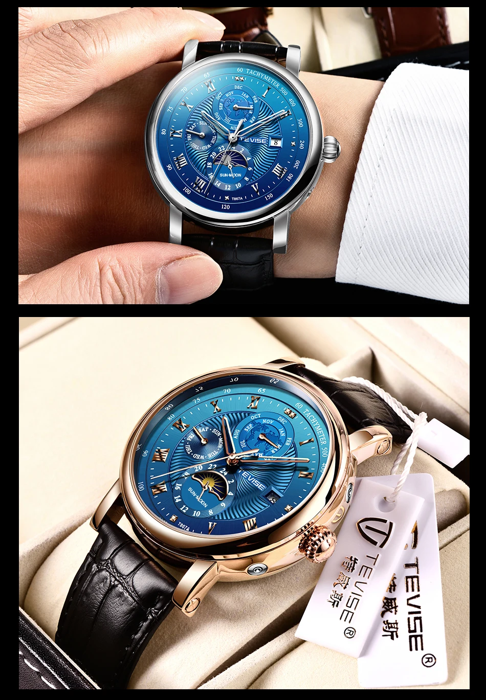 2021 New TEVISE WristWatch Men Business Automatic Mechanical Watch Fashion Luxury Tourbillon Sport Men Watches Relogio Masculino