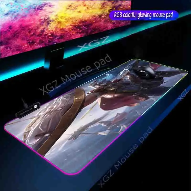  XGZ Anime Custom Large RGB Gaming Mouse Pad Exquisite Black Lock-edge Computer Fashion Table Mat Ru