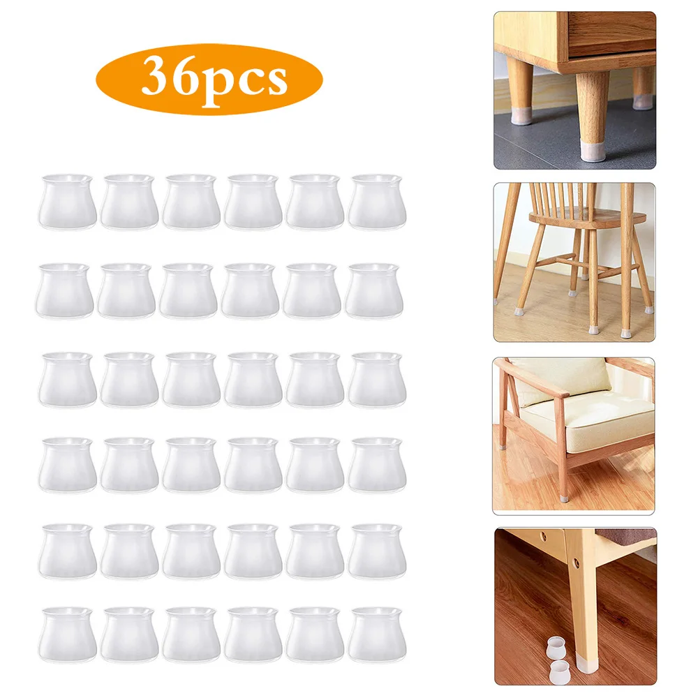 Cubierta redonda de silicona para proteger patas de los muebles, protectores de suelo antiarañazos para sillas, tapones antideslizantes para patas, 36 unidades