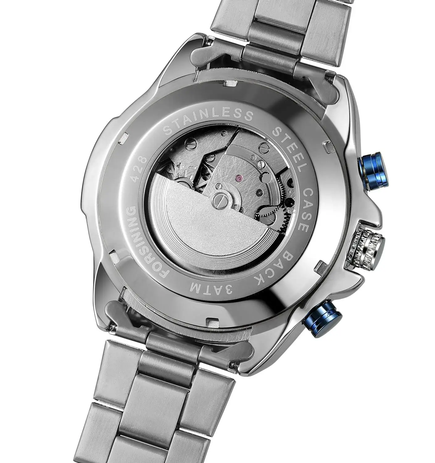 Forsining синий океан дизайн серебро сталь 3 циферблата календарь дисплей Мужские автоматические механические Спортивные наручные часы лучший бренд класса люкс