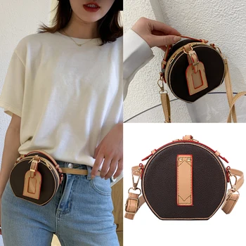 

Casual Women Round Shoulder Handbag Classic Texture Delicate Creative Design Waist Fanny Pouch Leather Mini Crossbody Bag