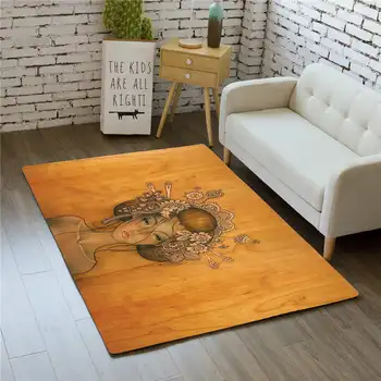 

Nordic Woman Pattern Carpet Home Decor Bedroom Bedside Rug Mat Soft Dining Room Area Rugs Soft Flannel Big Carpets Living Room