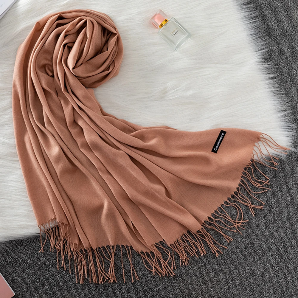 Elegant Cashmere Winter Scarf with Tassel Details
