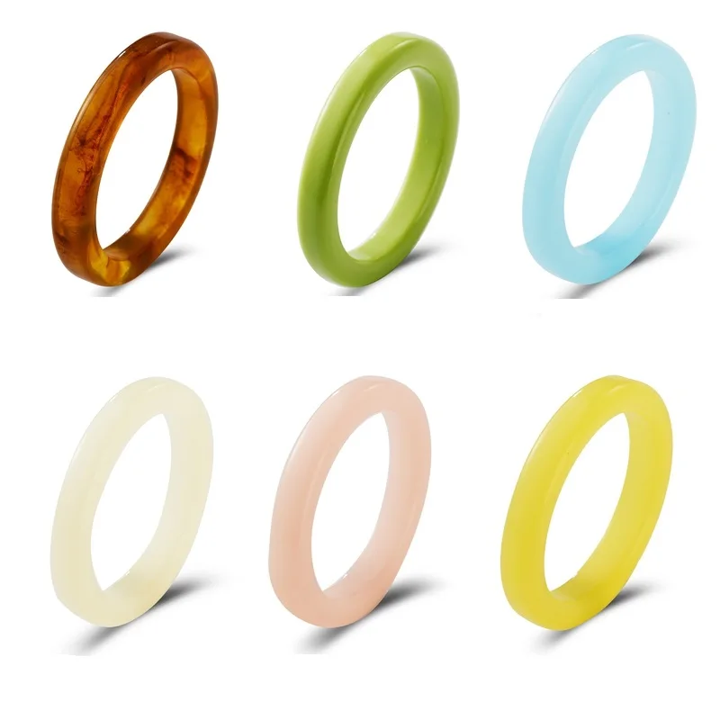 Fashion simple acrylic ring multicolor geometric resin retro accessories