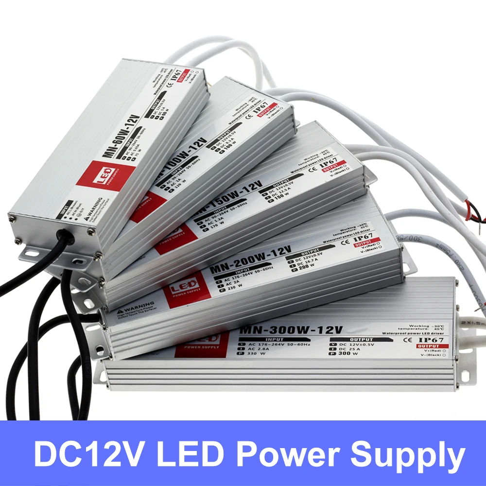 Светодиодный драйвер DC12V DC24V IP67 водонепроницаемые трансформаторы для наружного