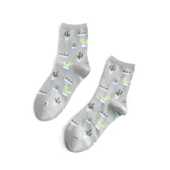 

Women Casual Non Slip Breathable Comfortable Pair of Middle Tube Socks Cactus