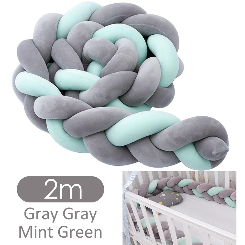 color 14 Хит 10-18 модный бампер для детской кроватки 1,5 м/2 м/3 м портативный тканый узел детская защита для кроватки комплект однотонного детского постельного белья - Цвет: color 14