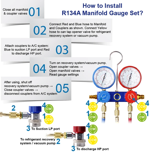 Air Conditioner Refrigeration Kit Hva C Manifold Gauge Set R22 R134a 410a Kit Air Conditioning Installation Aliexpress