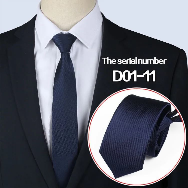 Мужские 6см обтягивающие галстуки на молнии модные деловые повседневные серии ленивый галстук черные галстуки для мужчин полосатый галстук одноцветные Галстуки - Цвет: D01-11