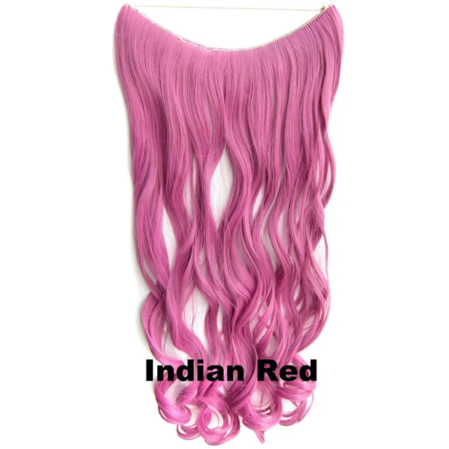 24inch 50grams 100grams Synthetic Hair Extension Gradual Color Brown Gray Blonde String Halo Hairpieces Extensions 100g-indianred-wavy