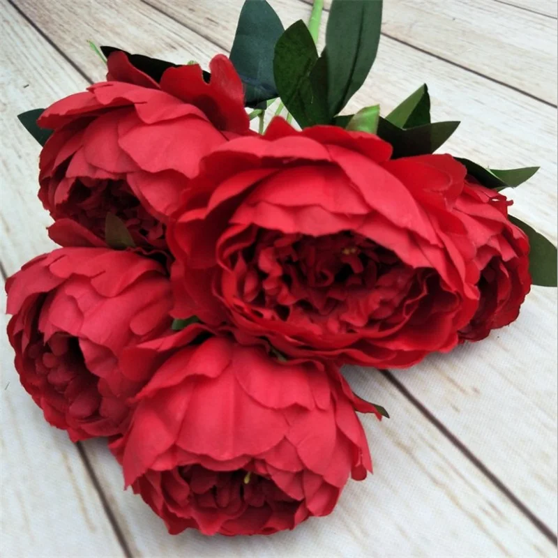 5 heads Big Artifiial Silk Peony Bouquet Flower For Wedding DIY Party Decoration Fake Flowers Festival Supplies Home Decor
