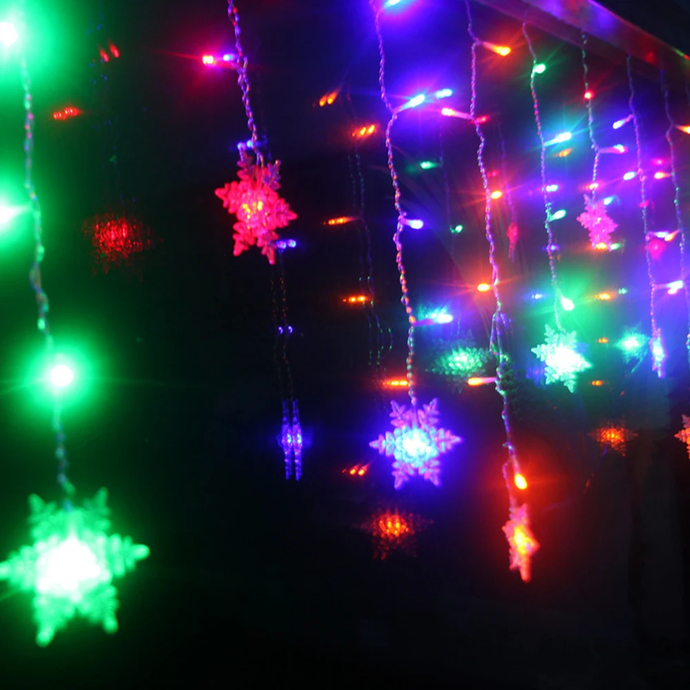 USB Snowflake LED Strip Light Curtain Fairy Lamp Party Christmas Wedding New Year Decoration 4 Colors 1.5x0.5m 2.5x0.5m 3x1m