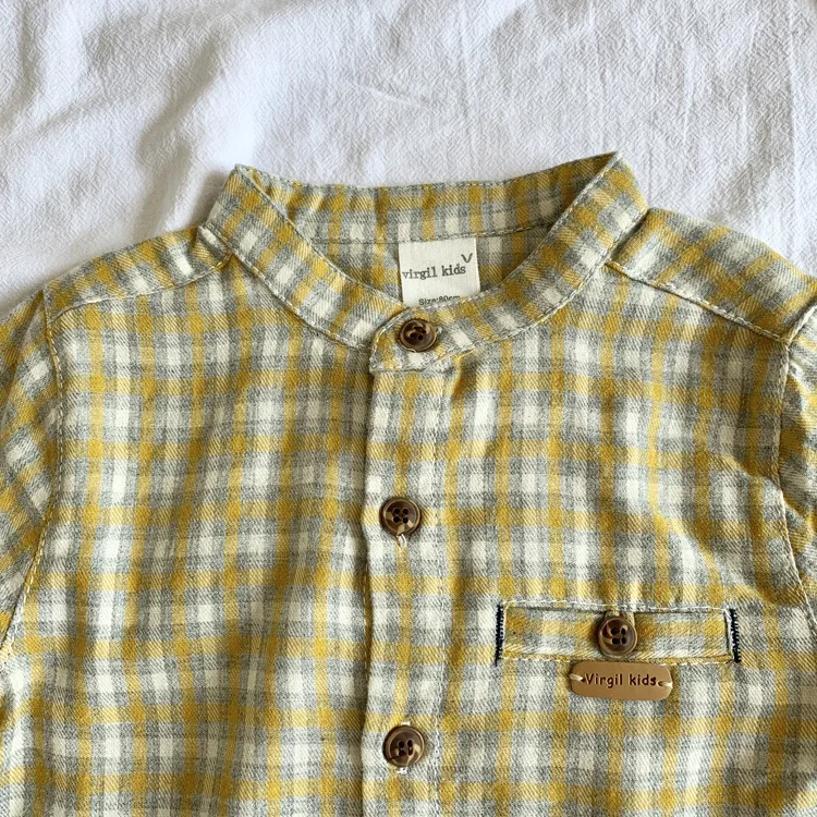 Virgilkids/весенняя одежда новая стильная рубашка с длинными рукавами для мальчиков рубашка в клетку с начесом для маленьких детей возрастом от 1 года до 6 лет