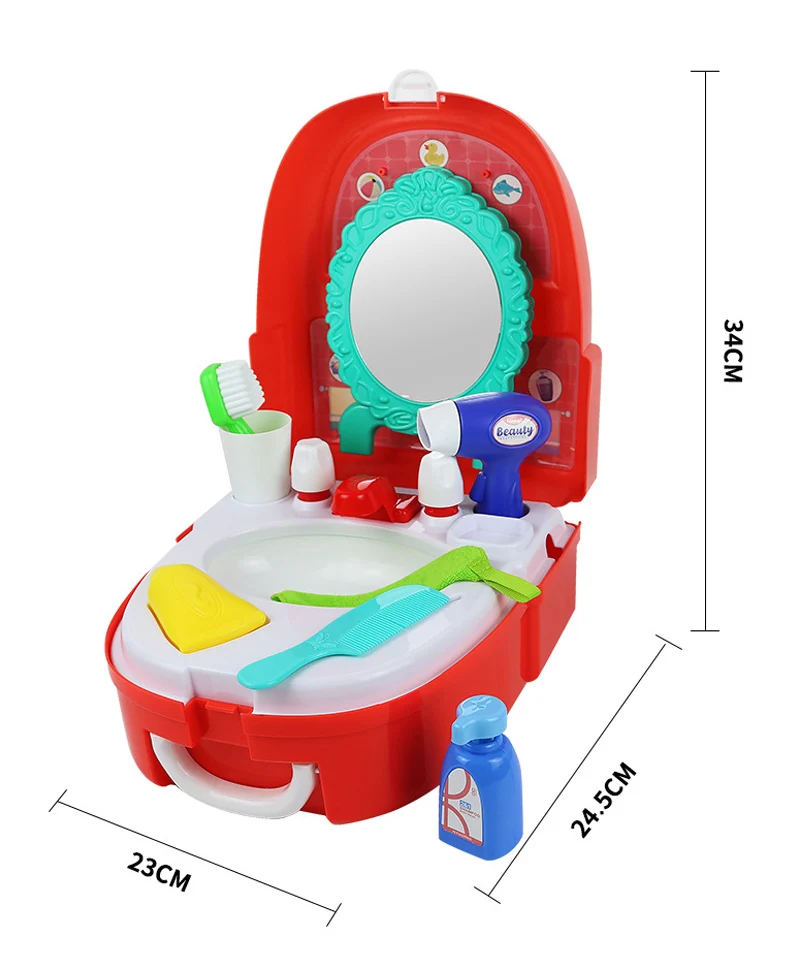Ролевые игры дети Моделирование кухня для готовки посуда туалетный Макияж кассовый чемодан детская пластмассовая игрушка набор D194