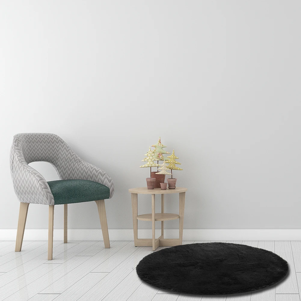 NEW 120cm Round Velvet Floor Rug Anti-Slip Carpet Door Pad Mat Indoor Bedside Decor