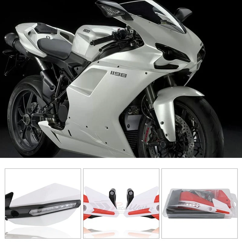 Motorcycle Handguard with LED Light Hand Guard Shield for Pit Dirt Bike Motocross Motor Racing ATV