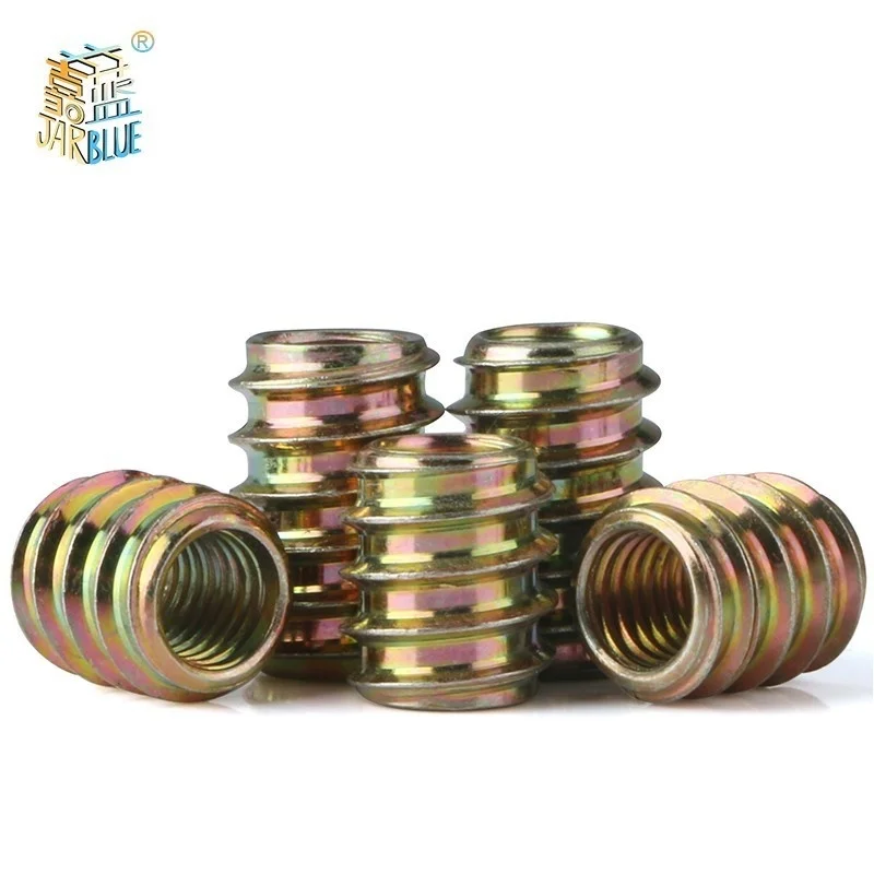 M4 M5 M6 M8 M10 Furniture Pass-through Drive Unhead Threaded Nut Color Zinc Plated Carbon Steel Wood Insert Nuts