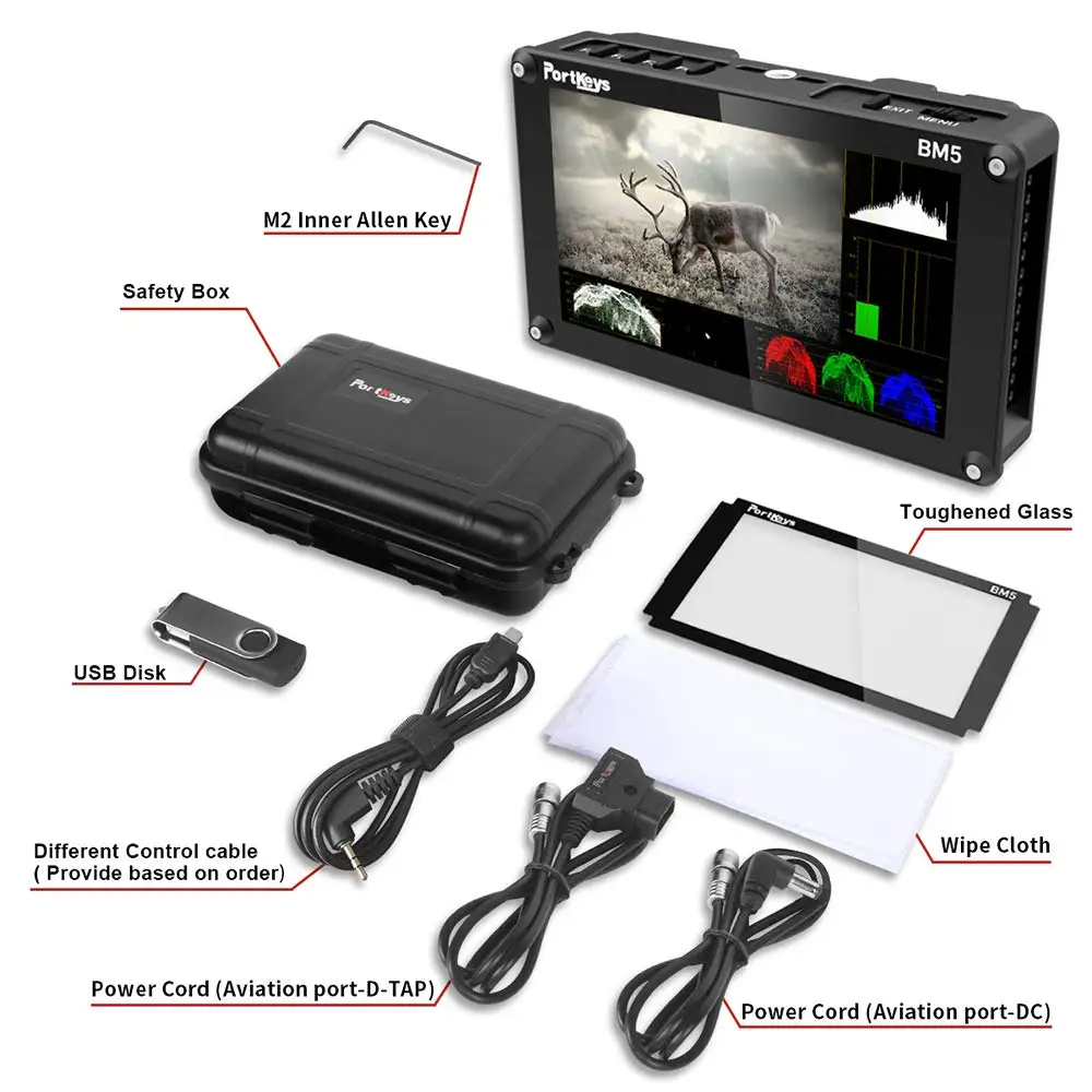 Portkeys BM5 3G-SDI/HDMI вход 2200nit сенсорный экран 3D-LUT алюминиевый корпус на камеру DSLR монитор с кабелем управления