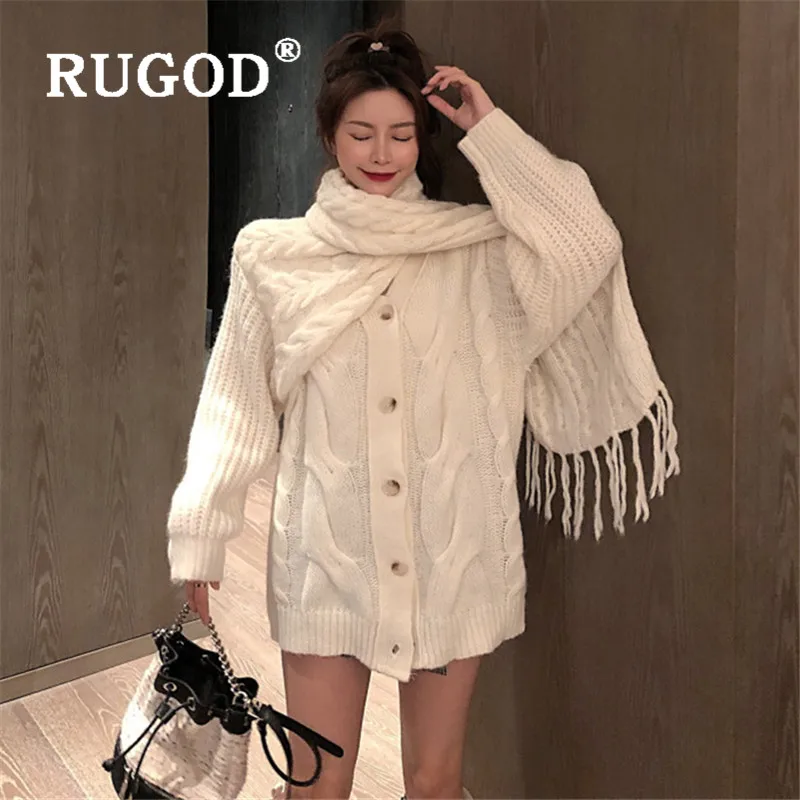 RUGOD Elegant Long Cardigan Twist Pattern Sweater Womens Sweaters 2019 Winter Tops For Women Knitwear Fashion Kpop Clothes |