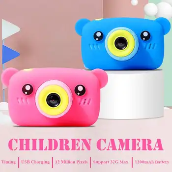 

Portable Children 1300W HD Digital Camera Cute Cartoon Bear Shape 2 Inches IPS Screen Mini Camera Toy Gift For Kids