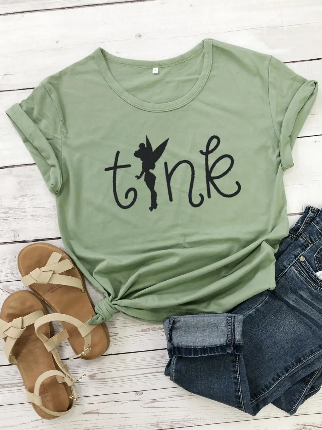 Tinkerbell Графический Женская мода хлопок лозунг гранж футболка в стиле tumblr эстетические футболки