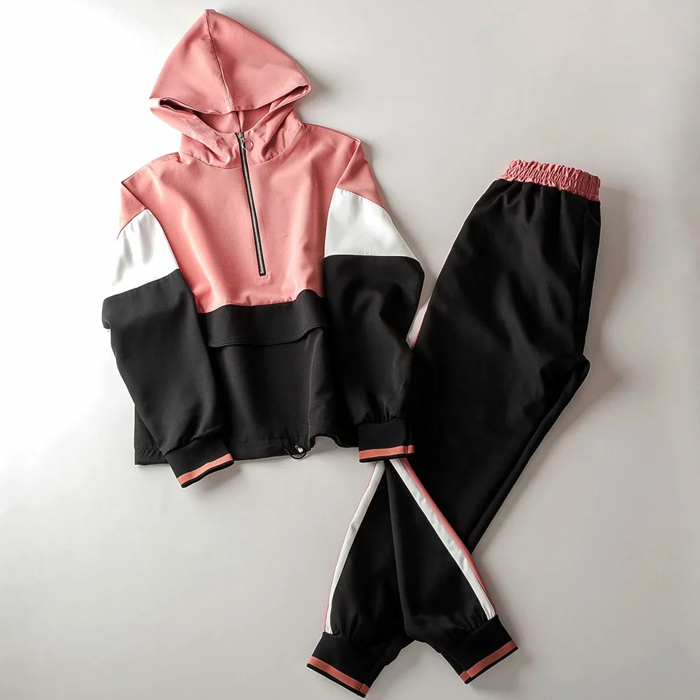 

Autumn Womens Two Piece Sets 2018 Hoodie Pink Outfit Meow Two Set Piece Pants Set Women Streetwear Fashion Sweatsuits For Women