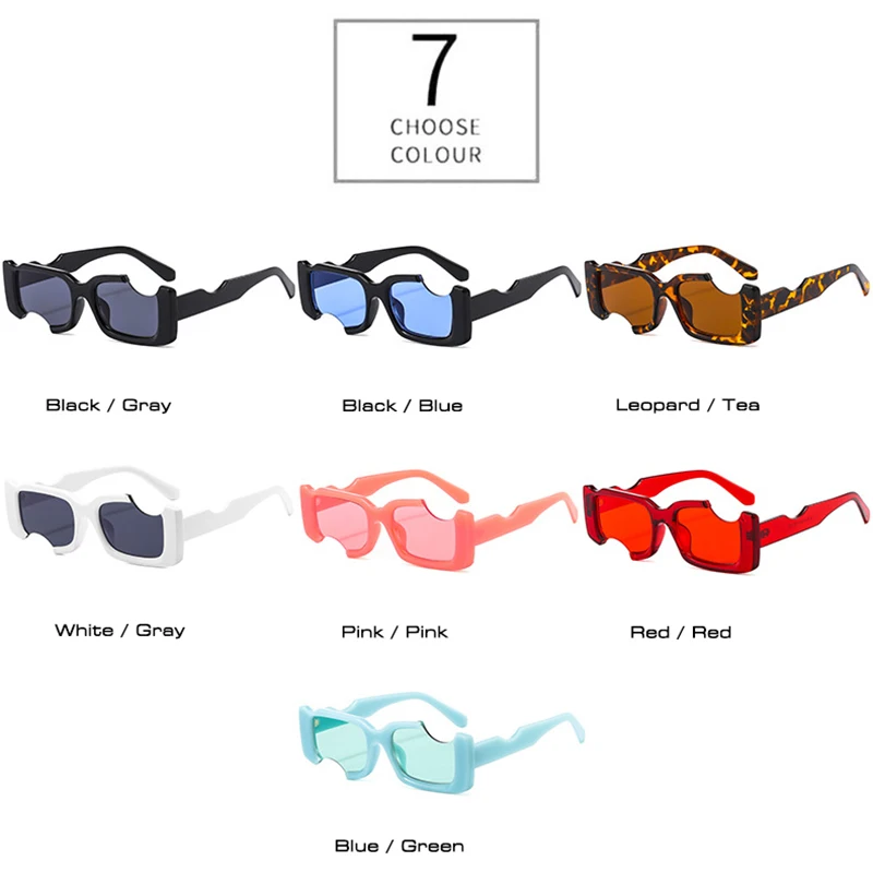 SO&EI Ins Popular Fashion Unique Rectangle Sunglas Women Vintage Candy Color Eyewear Men Square Shades UV400 Sun_voghion.com
