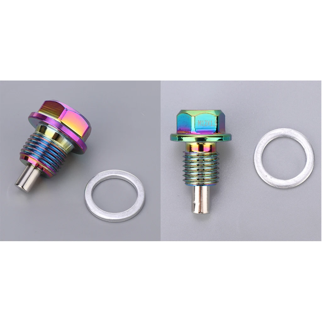 M12x1.5 M16/1.5 Engine Magnetic Oil Drain Plug Bolt Anodized Crush Washer