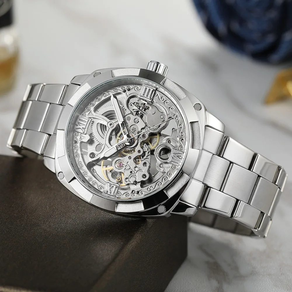 Watch Men Forsining Hollow Automatic Mechanical Watch Waterproof Leather Business Clock relogio montre homme horloges mannen 10X