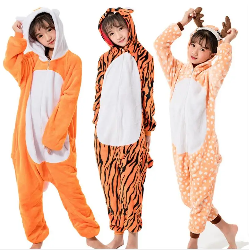 Фланелевые пижамы с животными для детей косплей единорог комбинезон мальчиков и