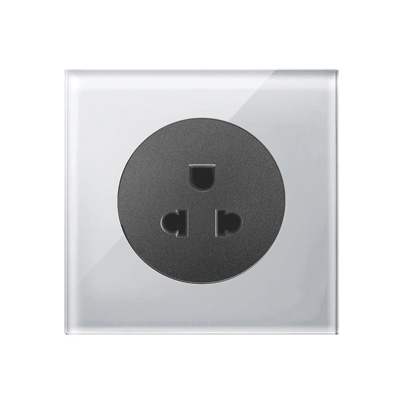 

KAMANNI US Universal Wall Power hidden Outlet White Glass Crystal Panel Electrical sockets without usb 16A 110V-240V