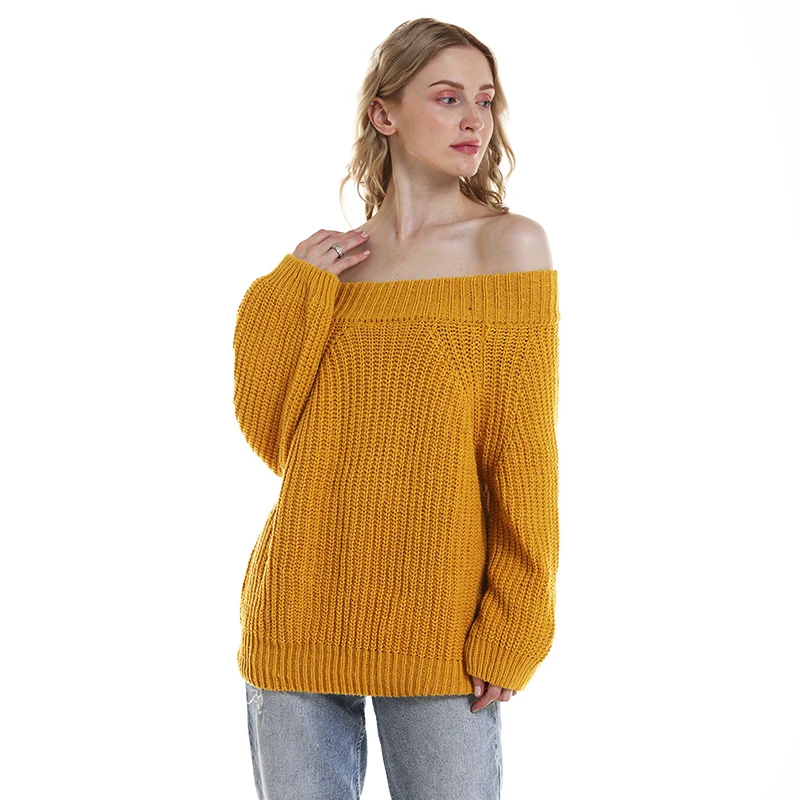 Women Off Shoulder Pullover Womens Sweater Knitted Sweater Women Long Sleeve Loose Oversized Sweater Pull Femme Women Off Shoulder Pullover Womens Sweater Knitted Sweater Women Long Sleeve Loose Oversized Sweater Pull Femme