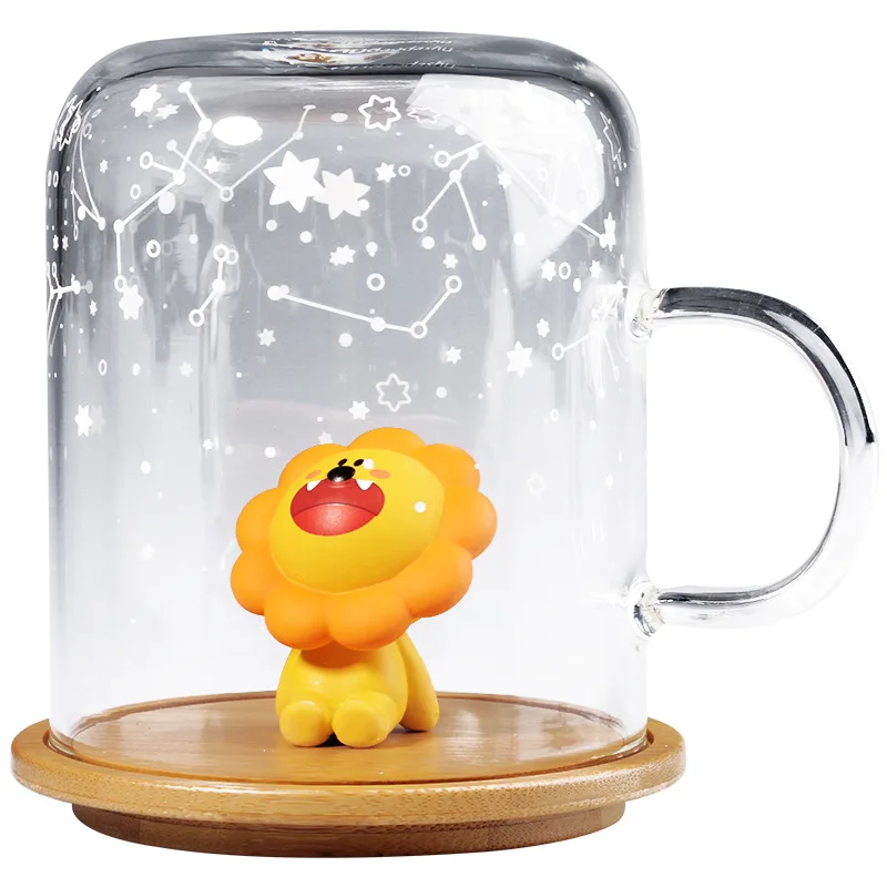 

Looking up Uncle Star Fellow Chinese Zodiac Cup Glass Transparent Cup Birthday One Size Couples Gift