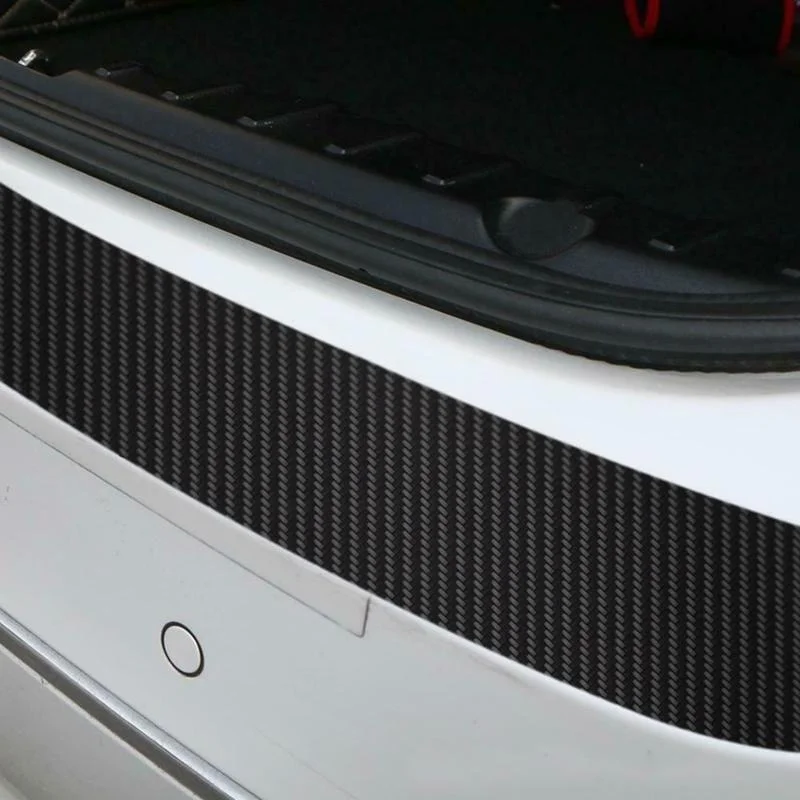 90cm Car Rear Trunk Bumper Carbon Fiber Sticker Anti-Scratch Anti-Collision Protection Cover Strip Trunk Sill Guard Decal