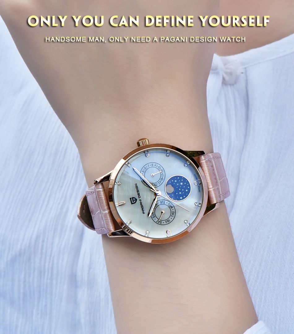 Pagani Дизайн Женские Модные кварцевые часы женские кожаные повседневные платья женские часы розовое золото Кристалл reloje mujer montre femme