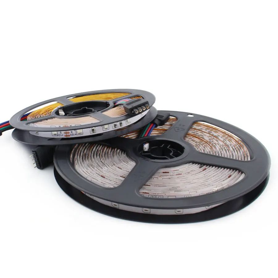 

12V RGB LED Light Strip SMD 2835 5M 60LED/M Waterproof Remote LED Strip Controller Power Adapter AC DC 12V 1A IR Control EU US