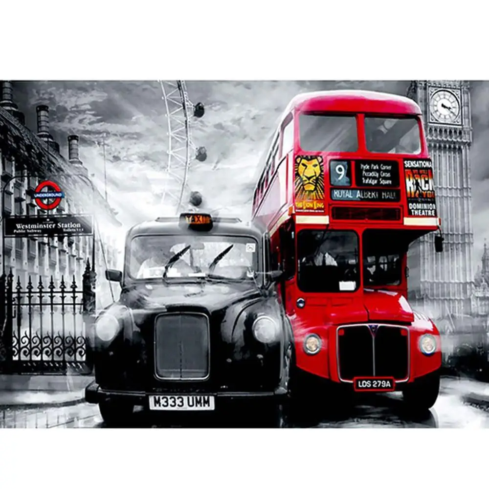 Diamond Embroidery Round 5D DIY Cross Stitch Double-decker bus City view Kits Art Hobby Present | Дом и сад