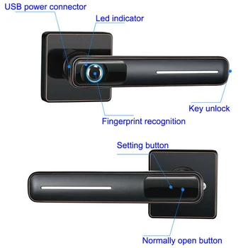 

Door Security LED Indicator Sensitive Home Stainless Steel Anti Theft Durable Smart Electronic Biometric Fingerprint Lock Office