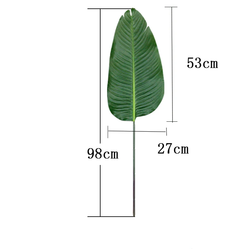 98 см 3 шт. пластиковая Пальма листья тропические большие искусственные пальмовые ветки Зеленые искусственные растения искусственный банан лист для украшения дома и офиса - Цвет: 98cm B