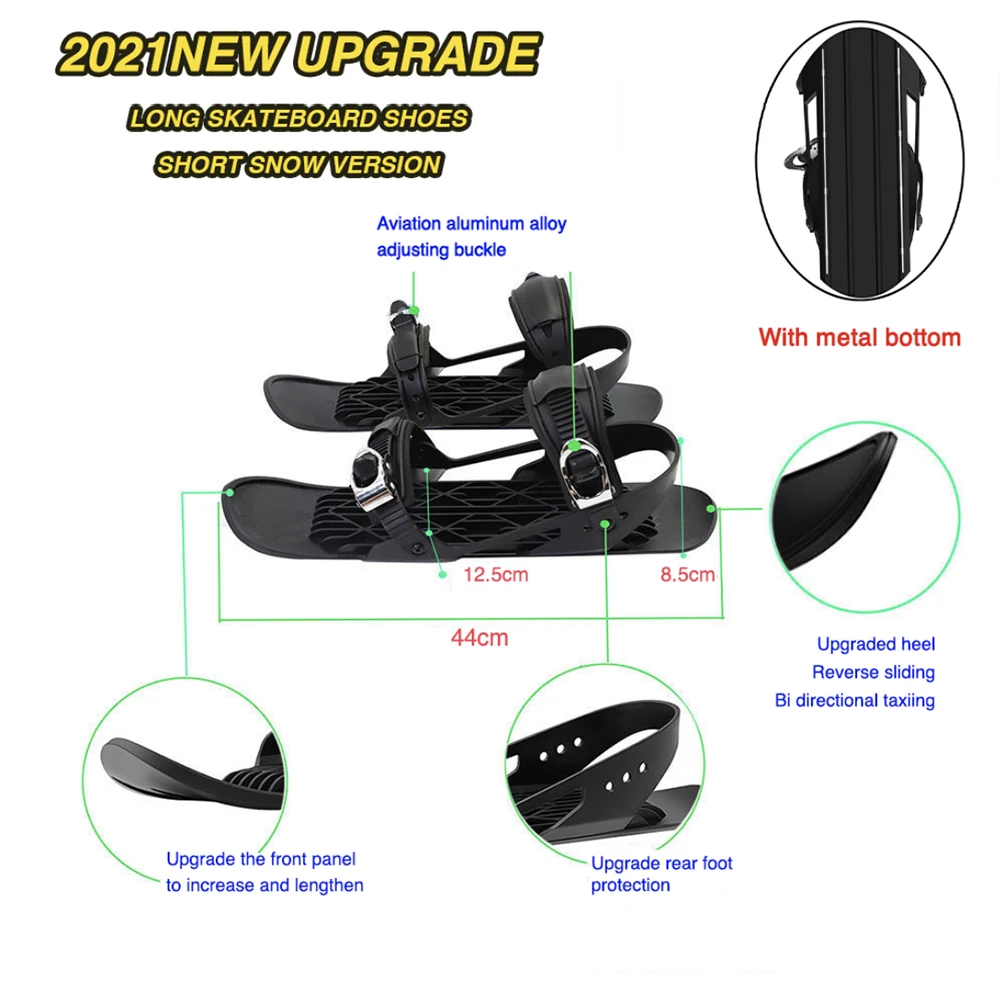 2021 New Upgrade 3.0 Stable Mini Ski Skates Adjustable Binding Skiboard Snowfeet Shoes Cross-country Skis Alpine Skis Snow Sled