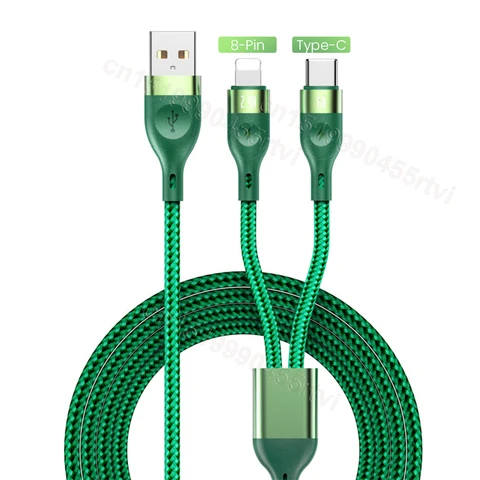 USB Type C Cable 6A 66W Fast Charging for Huawei Mate 40 P50 Pro Quick Charge 2 in 1 USB Cable for iPhone 13 12 11 Pro Max