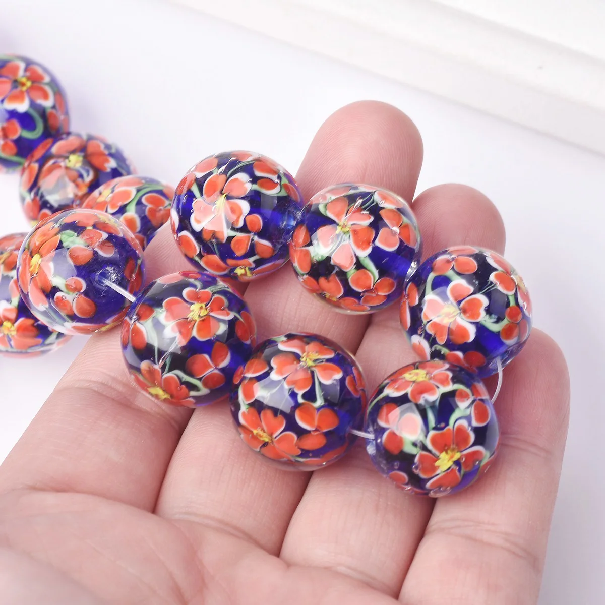 Handmade Polymer Clay Round Flower Beads ~ You Choose Size