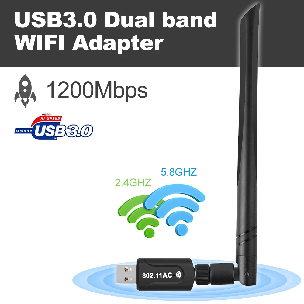 

USB 3.0 WiFi Wireless Network Card 802.11 B/g/n LAN Adapter with Rotatable Antenna for Laptop PC Mini Wi-fi Computer Accessories