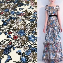 Абрикосовое Сетчатое вышитый блёстками ткань платье ткань свадебное платье, кружево, ткань