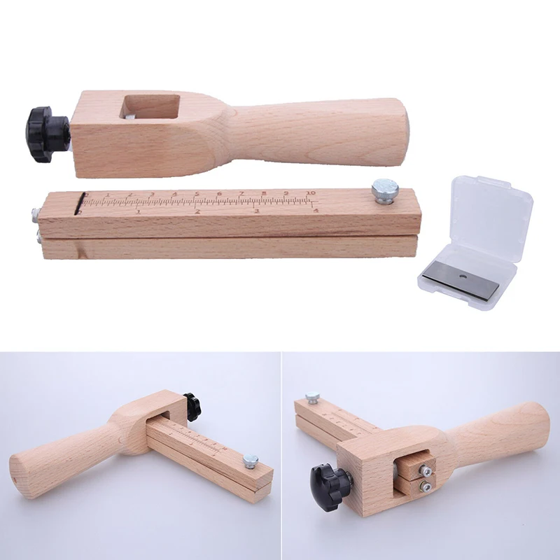 

Leather Hand Wooden Strap Marker Cutting Tool with 5pcs Blades DIY Adjustable Belt Strap Cutter Craft Tool Leathercraft Tools