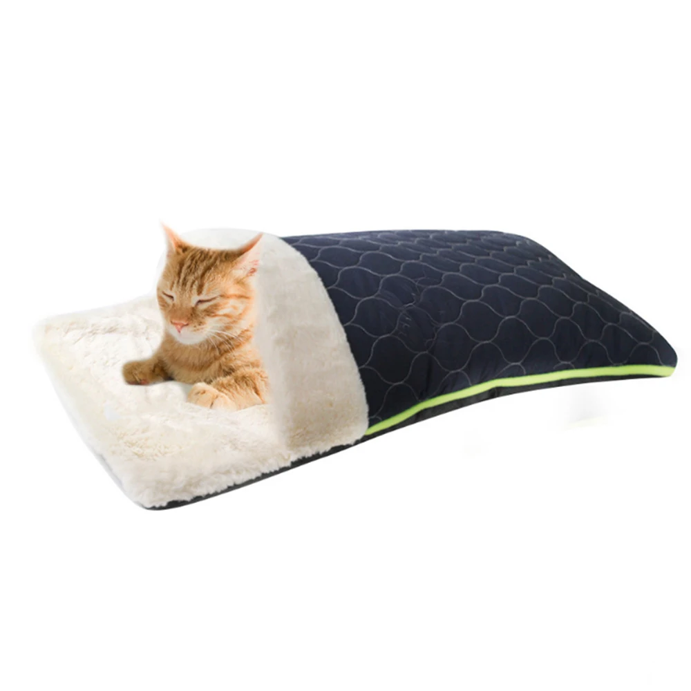 Quilted Cotton Cat Bed Winter Warm Fleece Pet Nest Slipper Shape Small Dog Puppy Kennel House Cats Sleeping Bag Cave